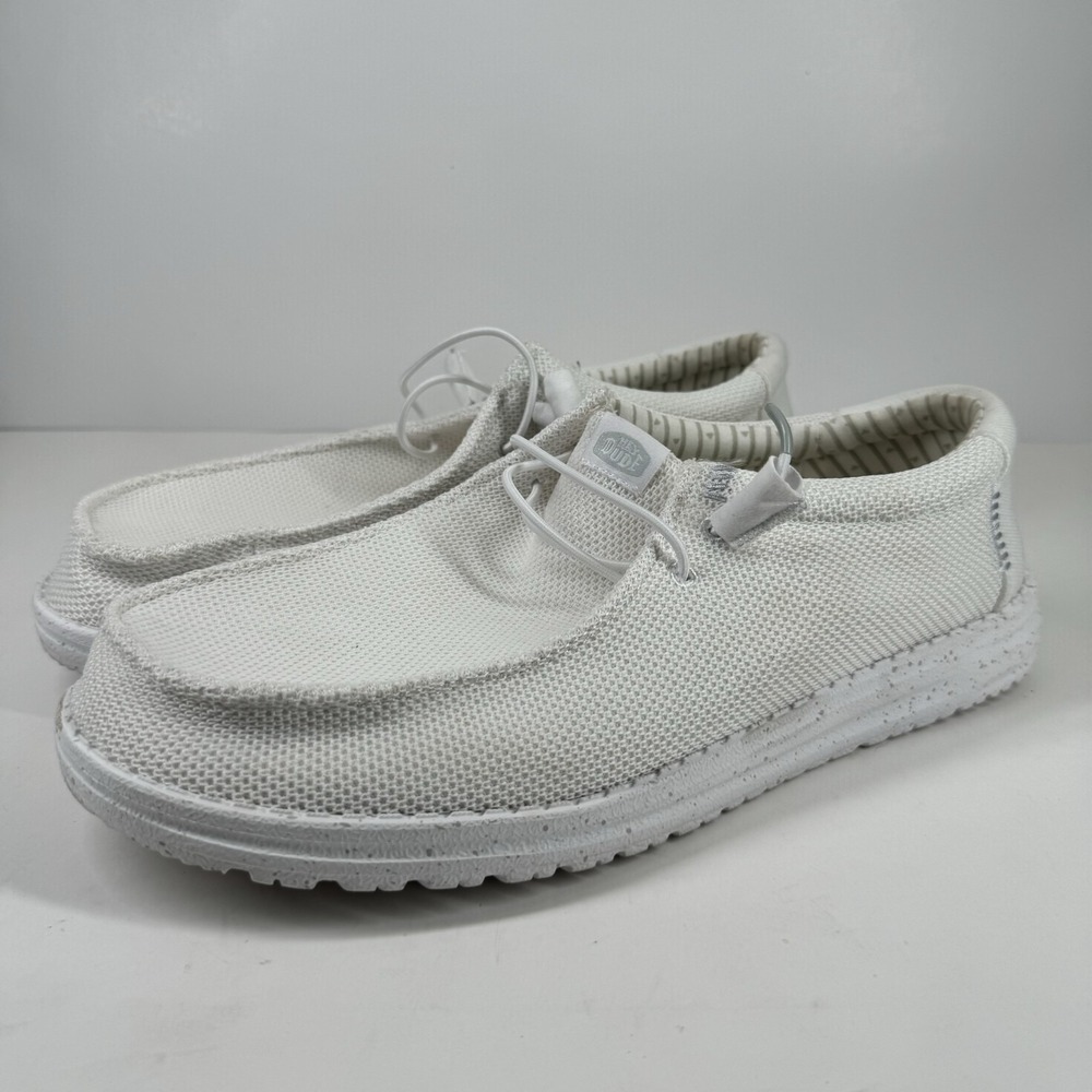 HEYDUDE Wally Stretch Mesh Men's US 14 White Slip-On Loafer Shoes 41898-100